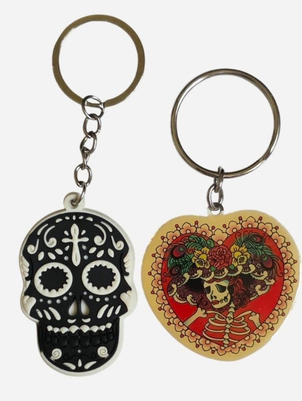 Day of the Dead Sugar Skull Keychain Set of 4 – Colorful Floral Designs - Picture 4 of 10